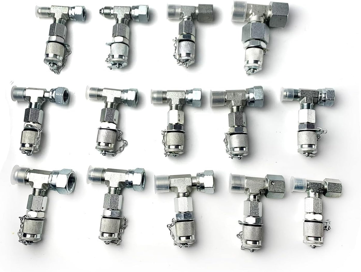 ya 10 9.16 baidi 14PCS Tee Fittings Connector Set for Hydraulic Pressure Gauge Test Kit USA