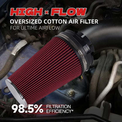 ya 13 9.15 baidi 4'' 102mm Long High Flow Inlet Cone Red Dry Filter Cold Air Intake Replacement