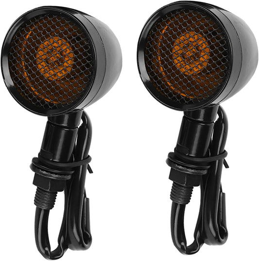 ya 4 8.14 Hot Motorcycle Retro Grid LED Turn Signal Brake Light Metal Shell Blinker