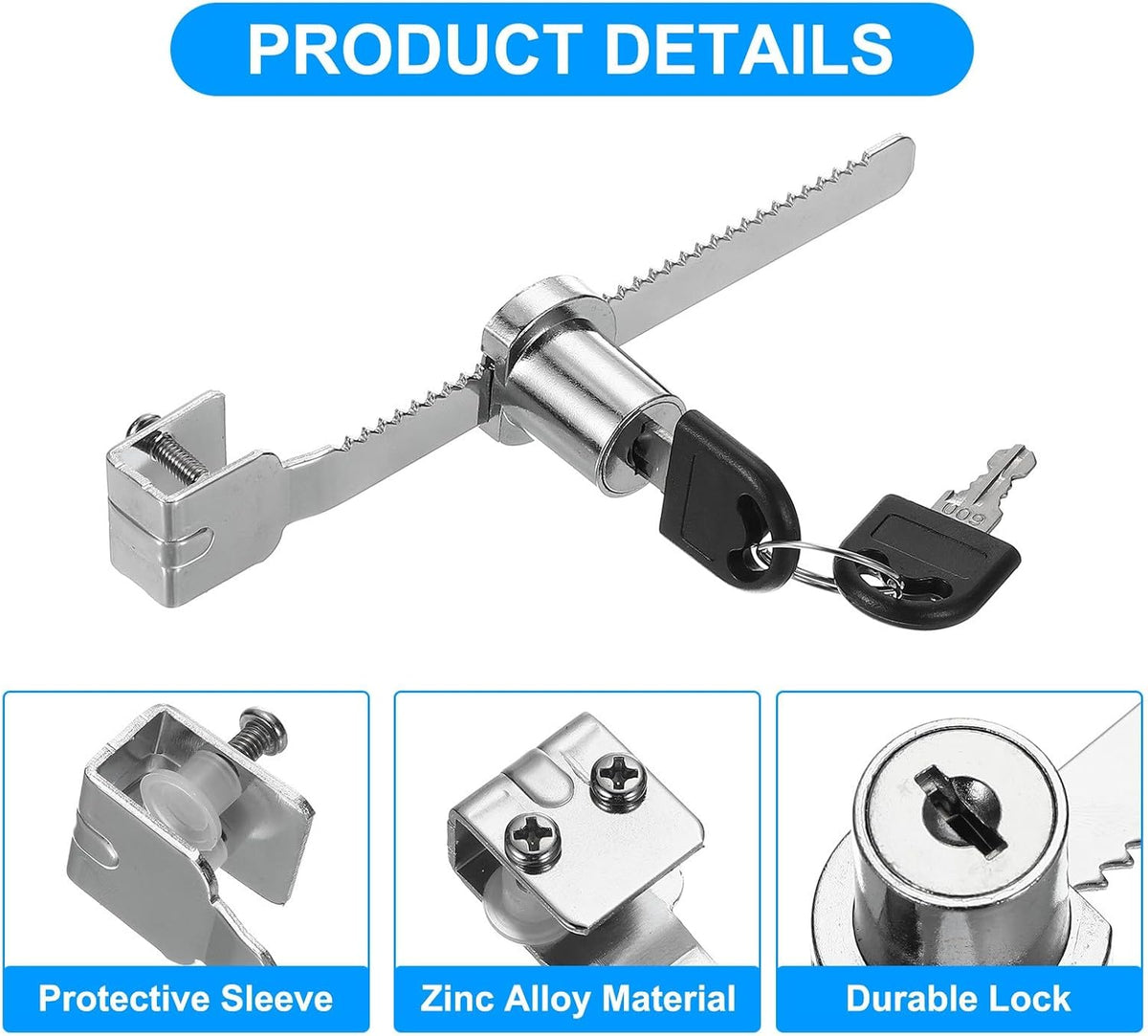 ya 26 10.21 baidi Sliding Glass Door Lock, 8 Pcs Keyed Alike Showcase Lock No Drill, Silver Tone