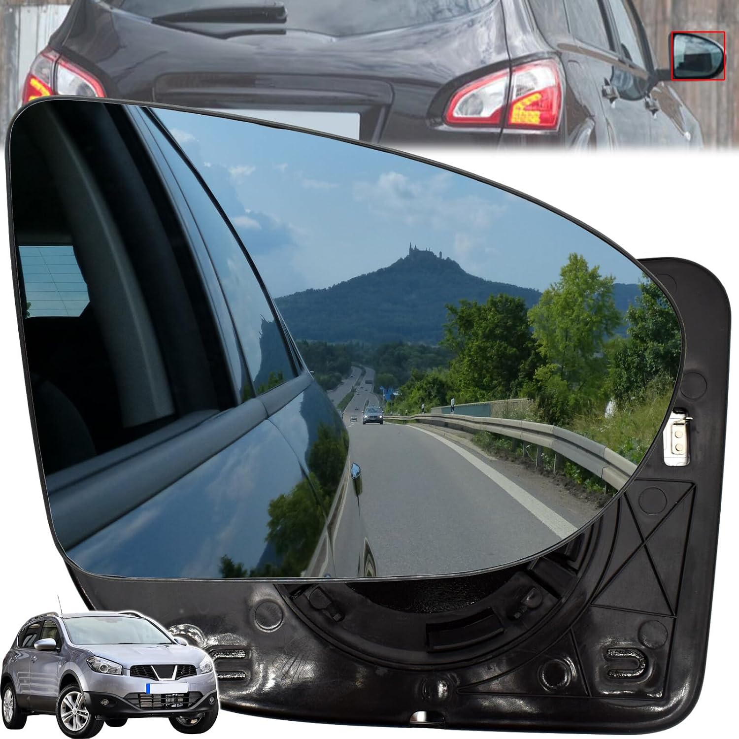 ya 2 8.15 for Nissan Dualis J10 2006-2013 Right Door Side Wing Mirror Glass Heated Convex