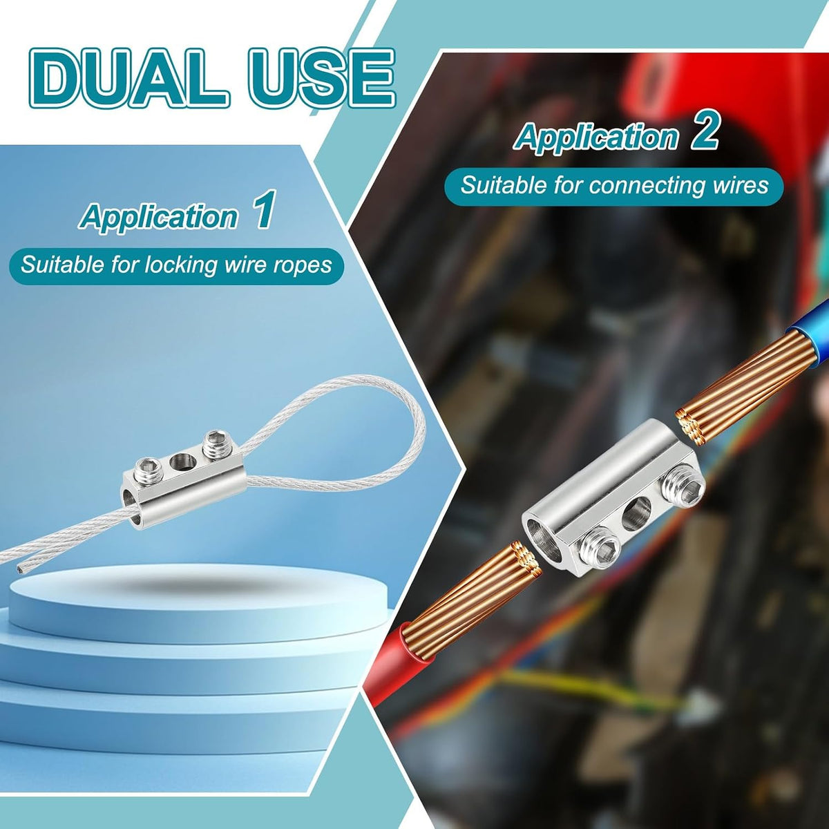 ya 26 10.21 baidi 50 Pack Steel Wire Rope Cable Clamp M3.5 Wire Rope Clips with Screw Silver Tone
