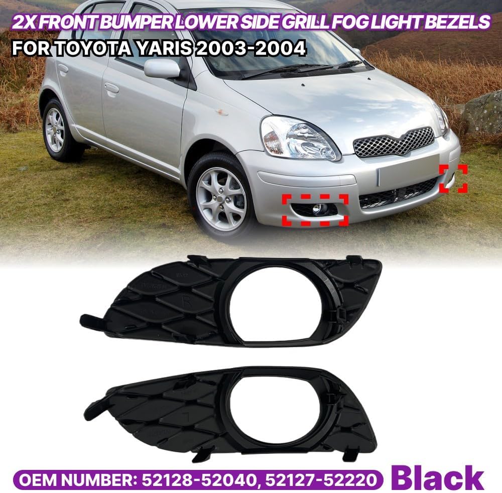 ya 13 9.15 baidi Fog Light Bezels Front Bumper Lower Side Grill Cover For for Toyota Yaris 2003-2004