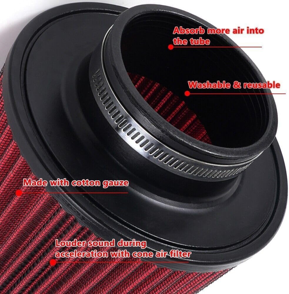 ya 13 9.15 baidi High Flow Inlet Cold Air Intake Cone Replacement Dry Air Filter RED 3 76mm