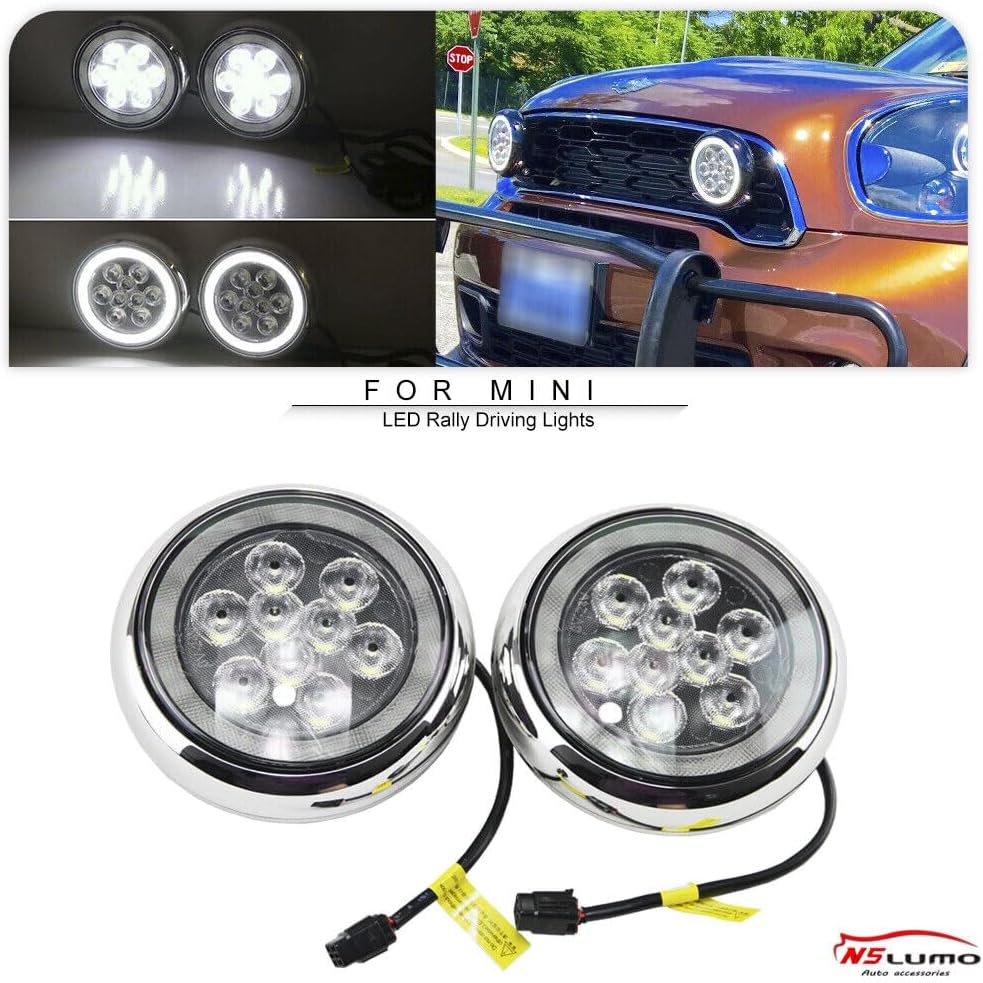 ya 7 8.24 baidi DRL Halo LED Chrome Rally Fog Light for 17-22 for Mini Country for MAN F60