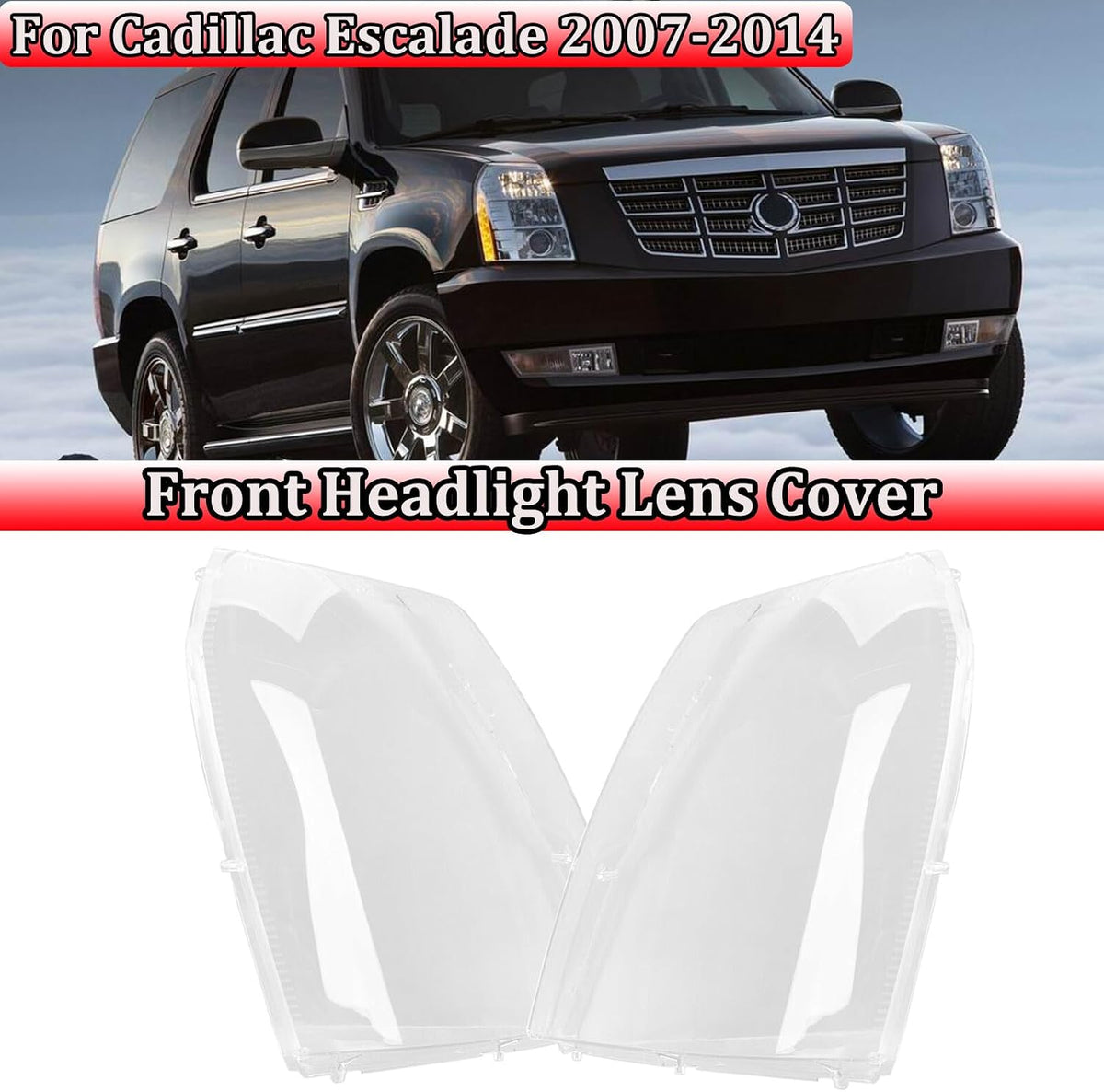 ya 9 10.24 for Cadillac for Escalade 2007-2014 Pair Headlamp Replacement Headlight Lens Cover