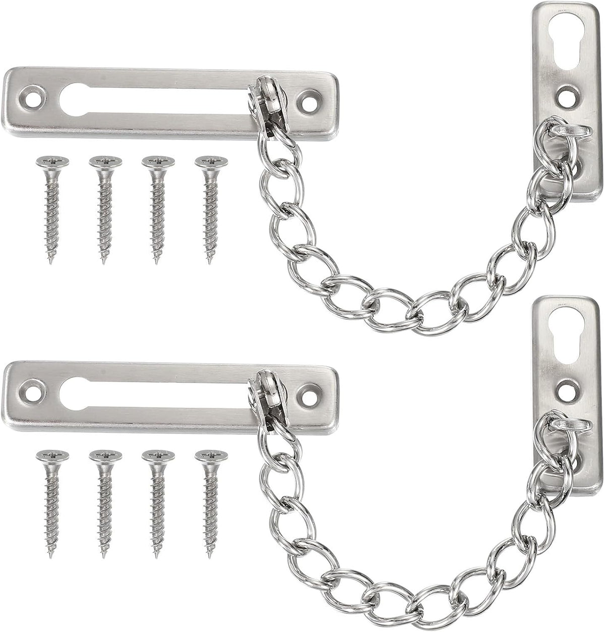 ya 26 10.21 baidi 2 Pcs 1 x 4.1 x 2.4 Inch Door Chain Lock Latch with Spring Button Silver-2