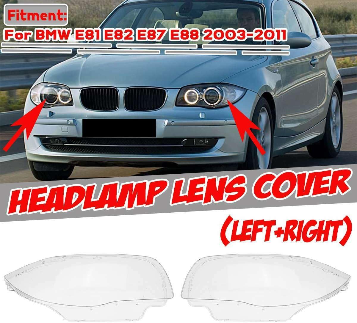 ya 9 10.24 for BMW E81 E82 E87 E88 1-SERIES & 1M 2003-11 Pair Headlight Cover Headlamp Lens