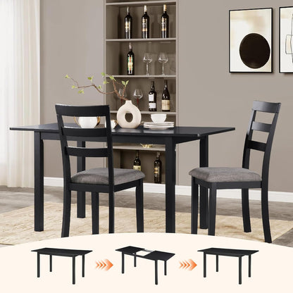 ya 28 10.13 baidi 59'' Extendable Dining Table, Modern Wooden, Seats 4-8, Small Space, Black