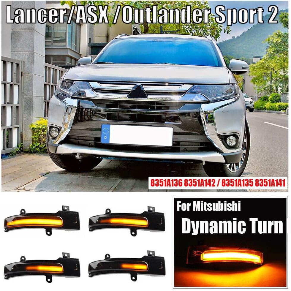 ya 4 8.14 Led dynamic turn signal light side door mirror for Mitsubishi Outlander Lancer 
