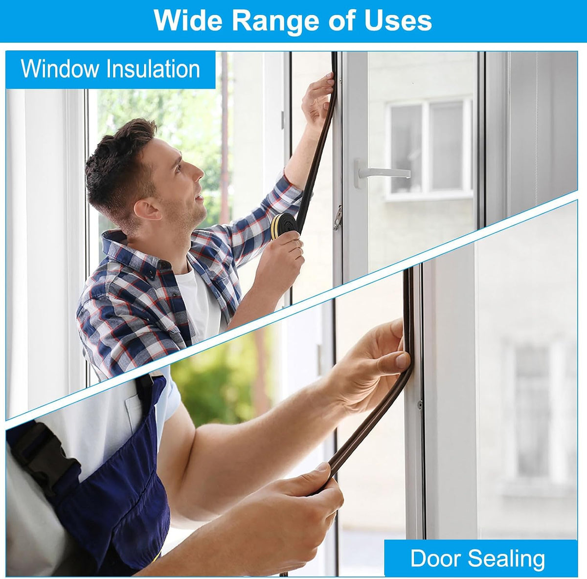 ya 26 10.21 baidi Weather Stripping Door Seal 2 Rolls 1/2 Inchx1/4 Inchx16 Ft Self Adhesive White