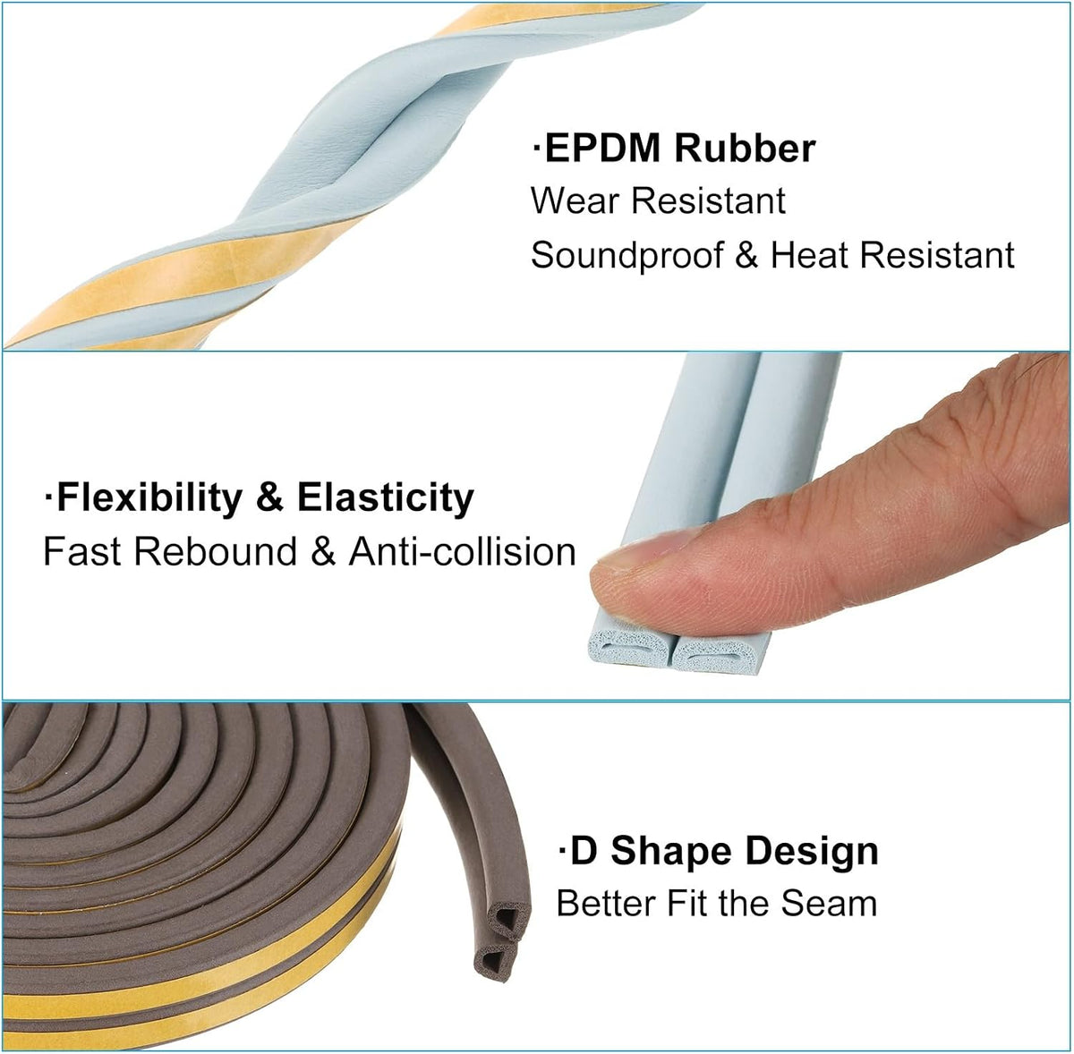 ya 26 10.21 baidi 4 Rolls 19.7Ft 7/20W x 5/16T EPDM Weather Stripping Door Seal, Brown