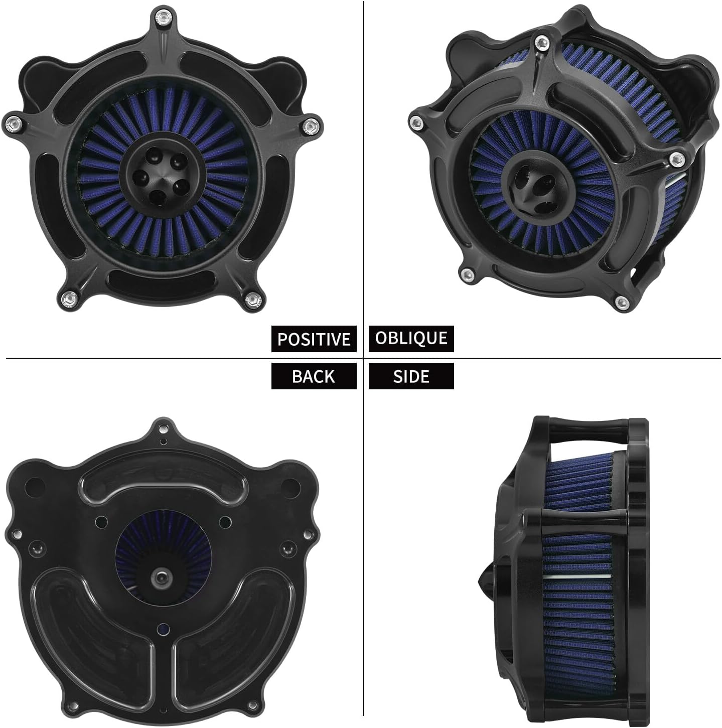 ya 5 8.10 Matte Black Air Cleaner Blue Intake Filter Fit for Harley Touring 08-16 Softail