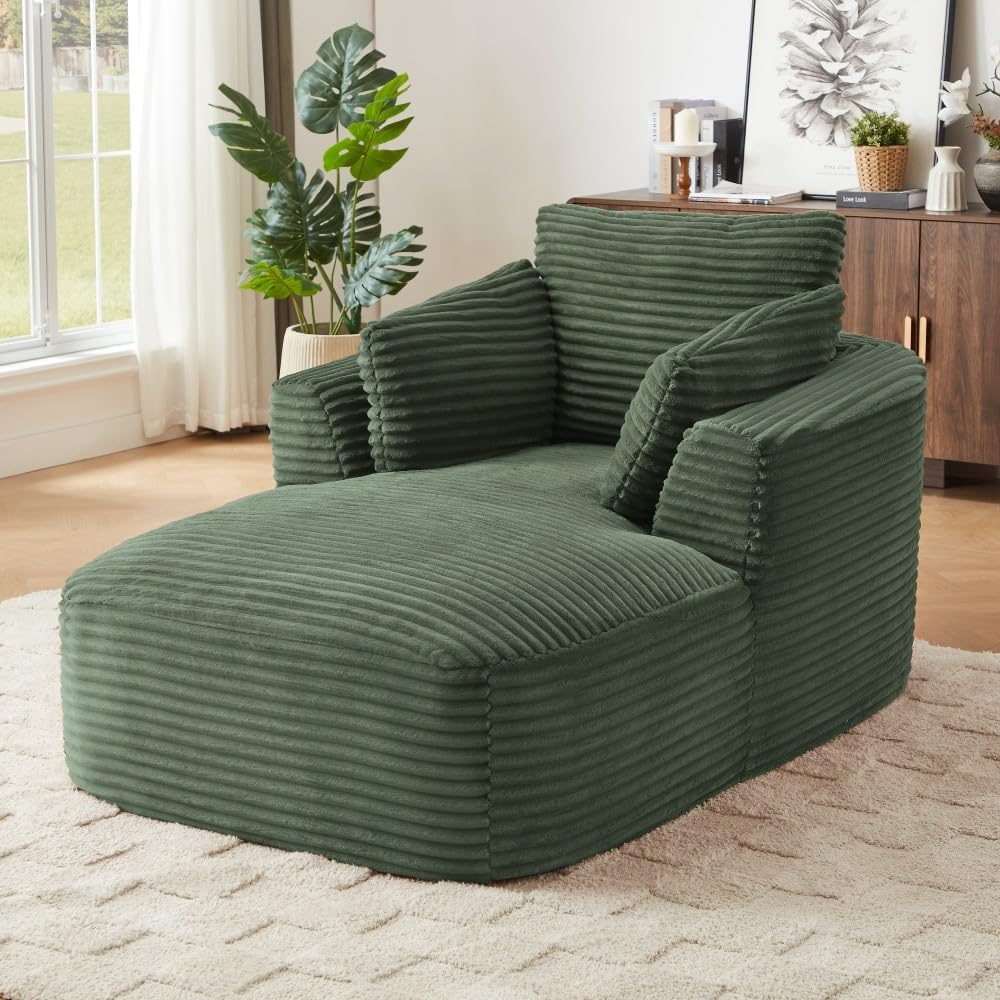 ya 28 10.13 baidi for Living Room Green Oversized Corduroy Chaise Sleeper Sofa