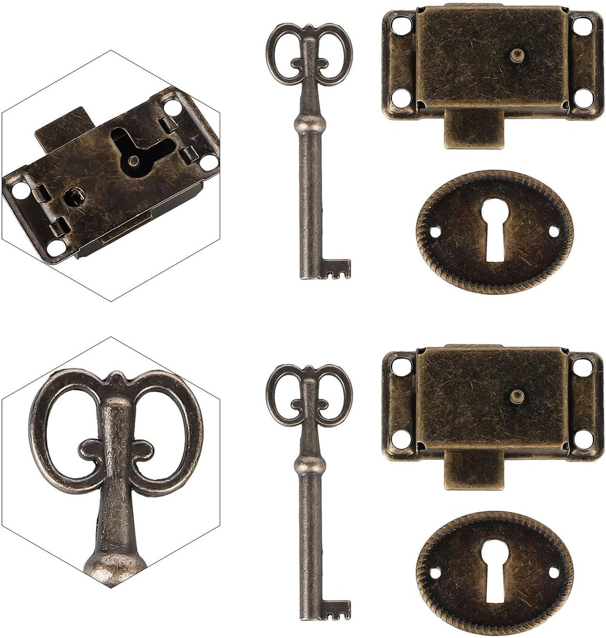 ya 26 10.21 baidi with Keys Cabinet Door Lock 2 Sets Antique Cupboard Furniture Hardware