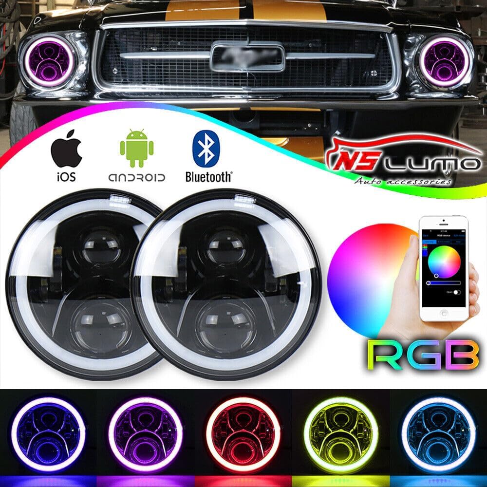ya 7 8.24 baidi 2x7 Inch Round LED Headlight High/Low Beam Halo Corner Eye for Ford Courier for Mustang 
