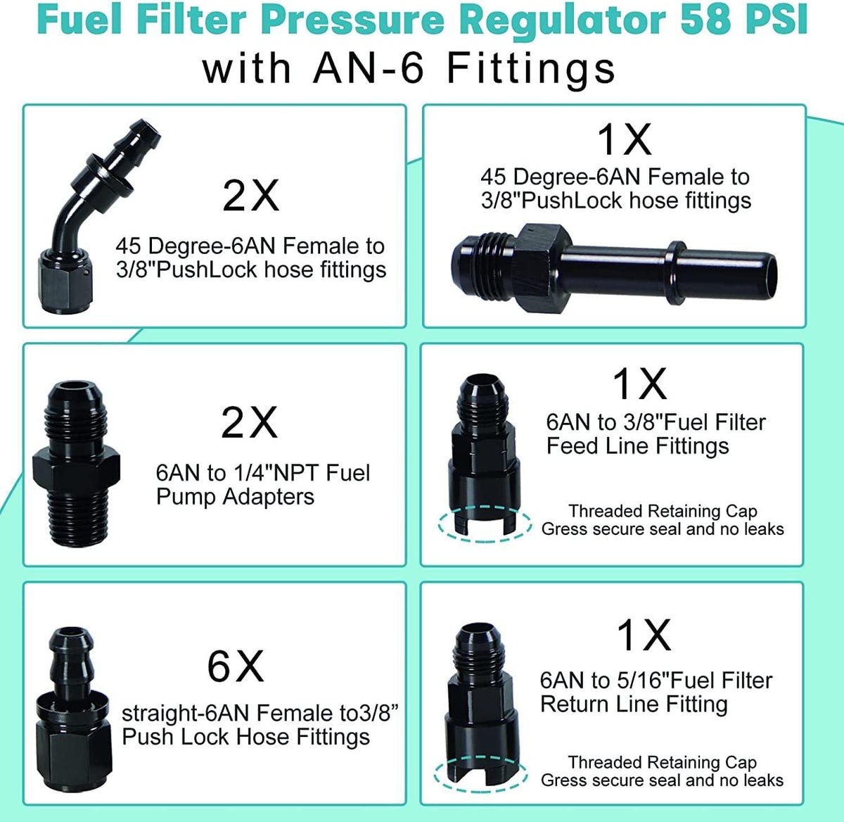 ya 11 9.14 baidiLS Conversion Fuel Injection Line Fitting Adapter Kit EFI FI & Filter Regulator 1