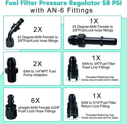 ya 11 9.14 baidiLS Conversion Fuel Injection Line Fitting Adapter Kit EFI FI & Filter Regulator 1