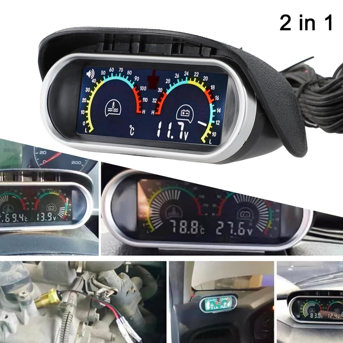ya 23 10.7 baidi Car Water Temp Gauge with Digital LCD Display and Voltage Meter Sensor