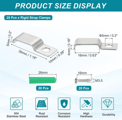 ya 26 10.21 baidi 20Pack Stainless Steel Pipe Strap Fit for 4x16mm Light Strip Cable Strap Clamp
