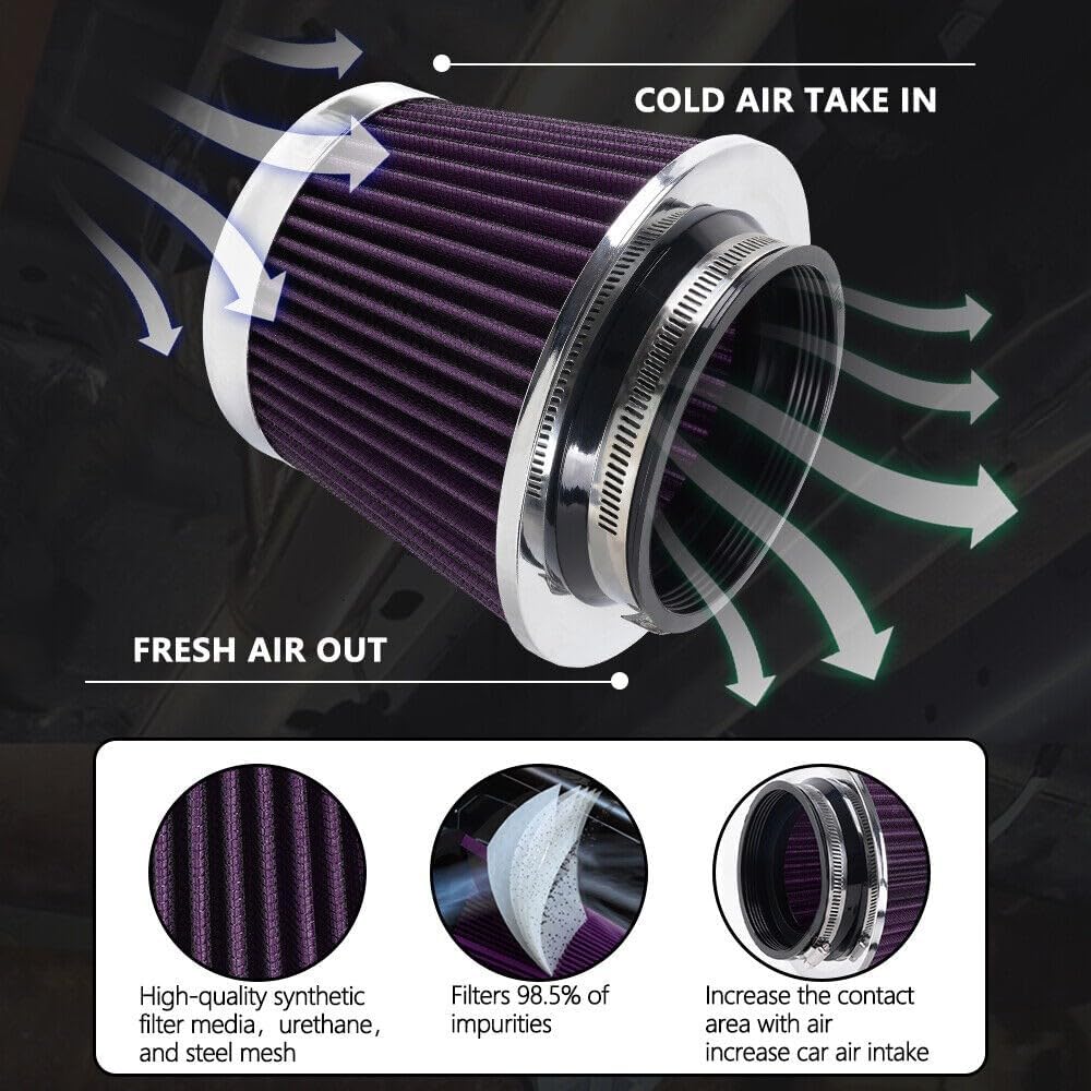 ya 13 9.15 baidi 3/3.5/4 Inlet 5 Tall High Flow Per for MAN ce Cold Air Intake Purple Air Filter