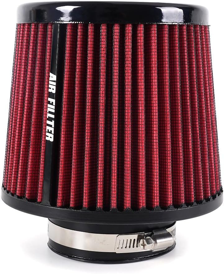 ya 13 9.15 baidi Universal 3 Inch 76mm Inlet Air Intake Cone Filter Replacement Air Filter RED
