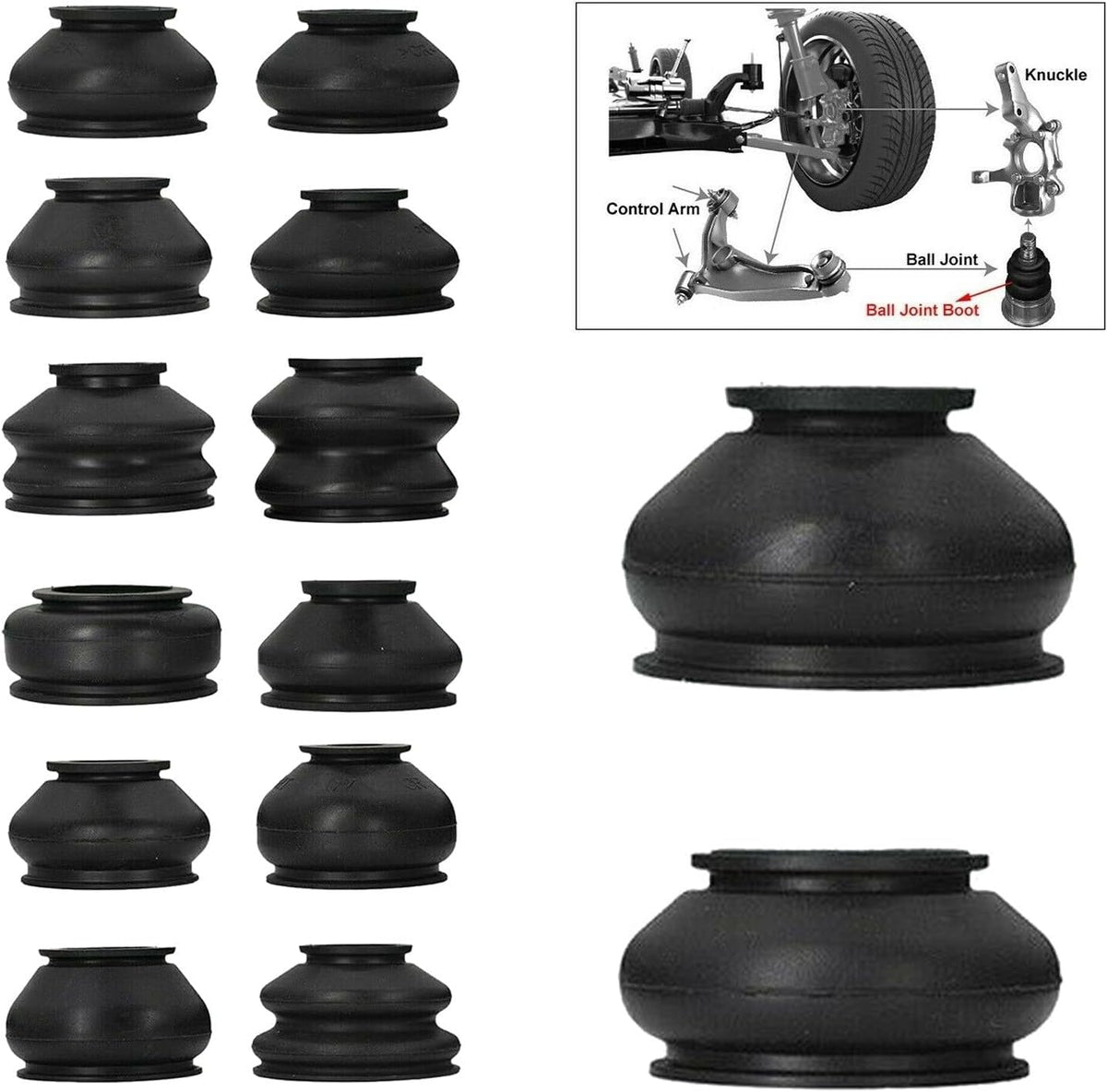 ya 9 10.24 14 Pack Universal Rubber Tie Rod End Ball Joint Dust Boots Dust Cover Boot Gaiters -