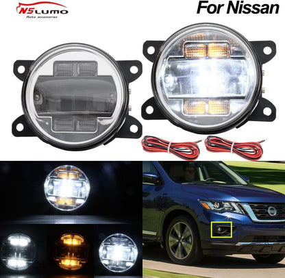 ya 4 8.10 2xLED Fog Light White Amber DRL for Nissan Xterra Pathfinder Titan NV3500 Armada