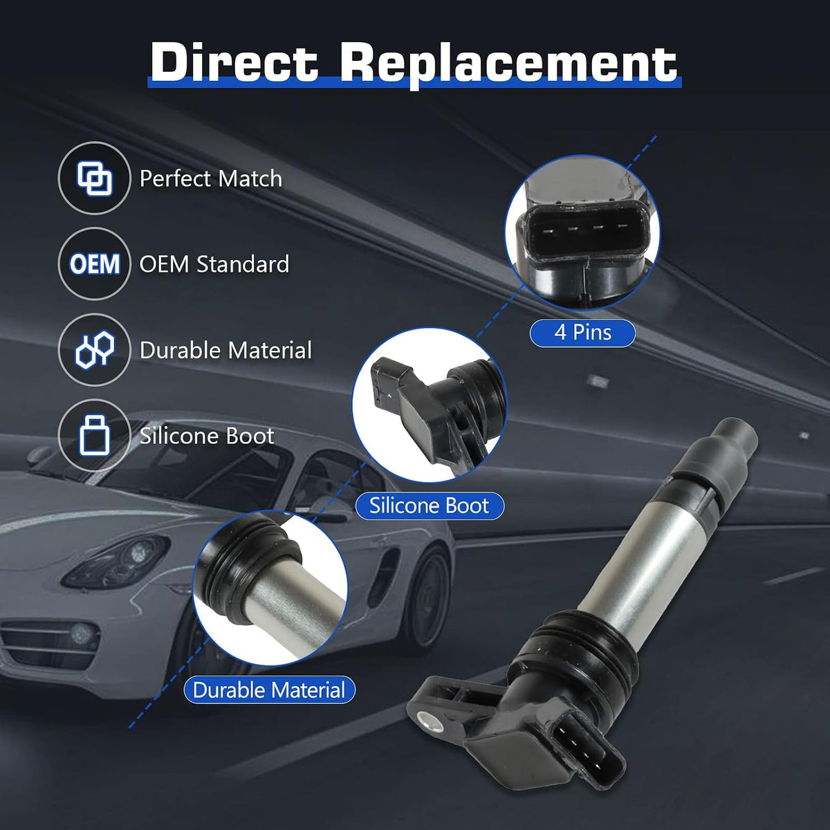 ya 9 10.24 Set of 6 UF594 Ignition Coil & Iridium Spark Plugs For 2010 for Volvo XC60 3.0L 3.2L