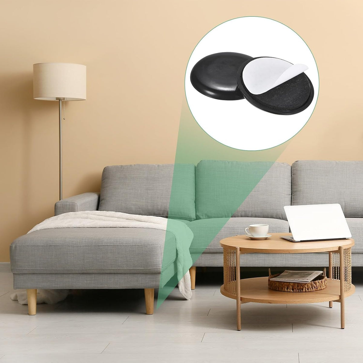 ya 26 10.21 baidi 8-Pack Furniture Sliders 1.8 Diameter Self-Adhesive Mover Glides Round [Black]