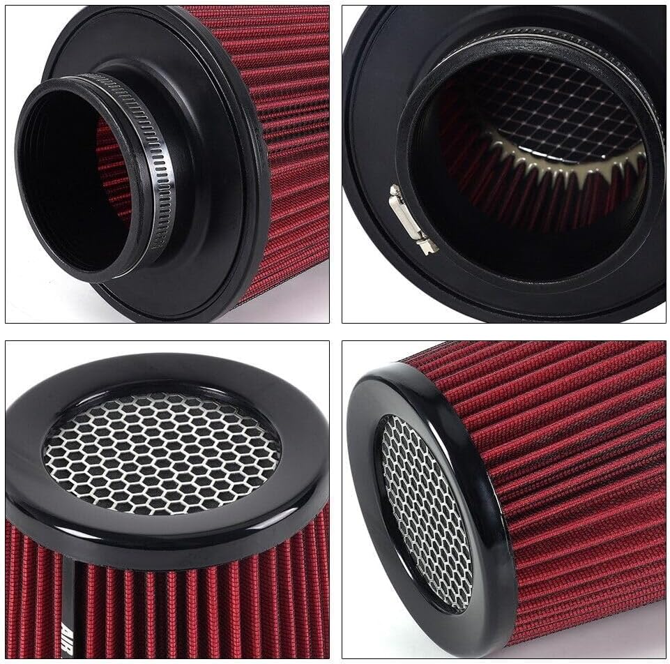 ya 13 9.15 baidi High Flow Inlet Cold Air Intake Cone Replacement Dry Air Filter RED 3 76mm