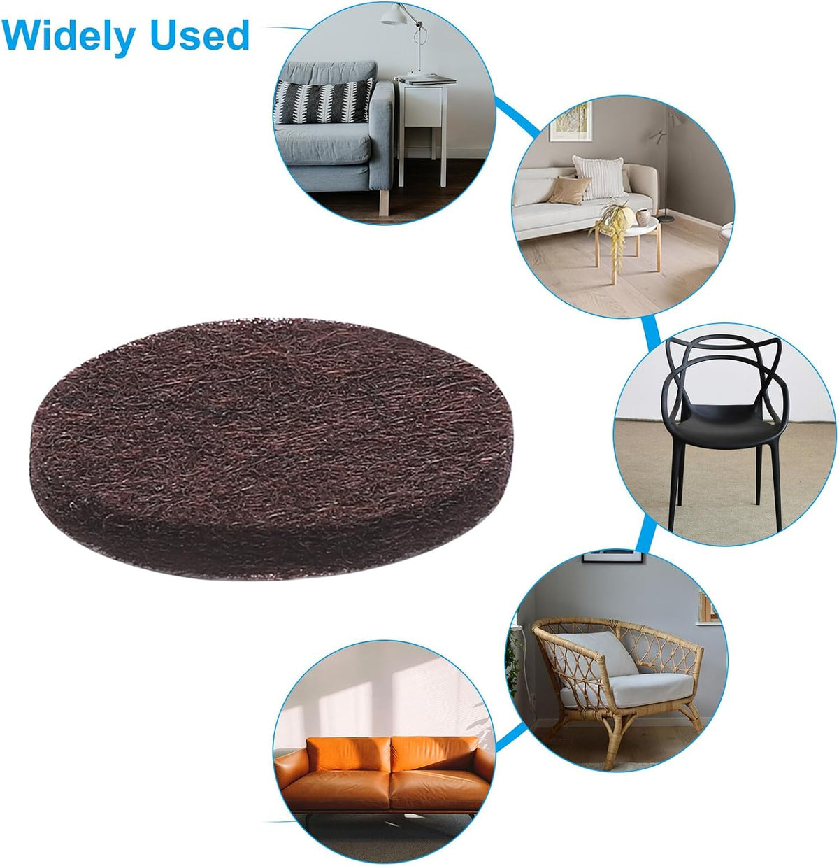 ya 26 10.21 baidi 1 Self Adhesive Felt Furniture Pads, 100Pcs Round Felt Pads, Brown