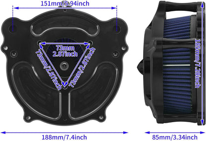 ya 5 8.10 Matte Black Air Cleaner Blue Intake Filter Fit for Harley Touring 08-16 Softail
