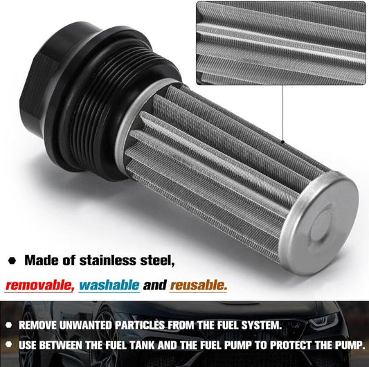 ya 4 8.8.2 44MM Racing In-Line Fuel Filter W/ 6AN 8AN Fitting 100 Micron Cleanable SS