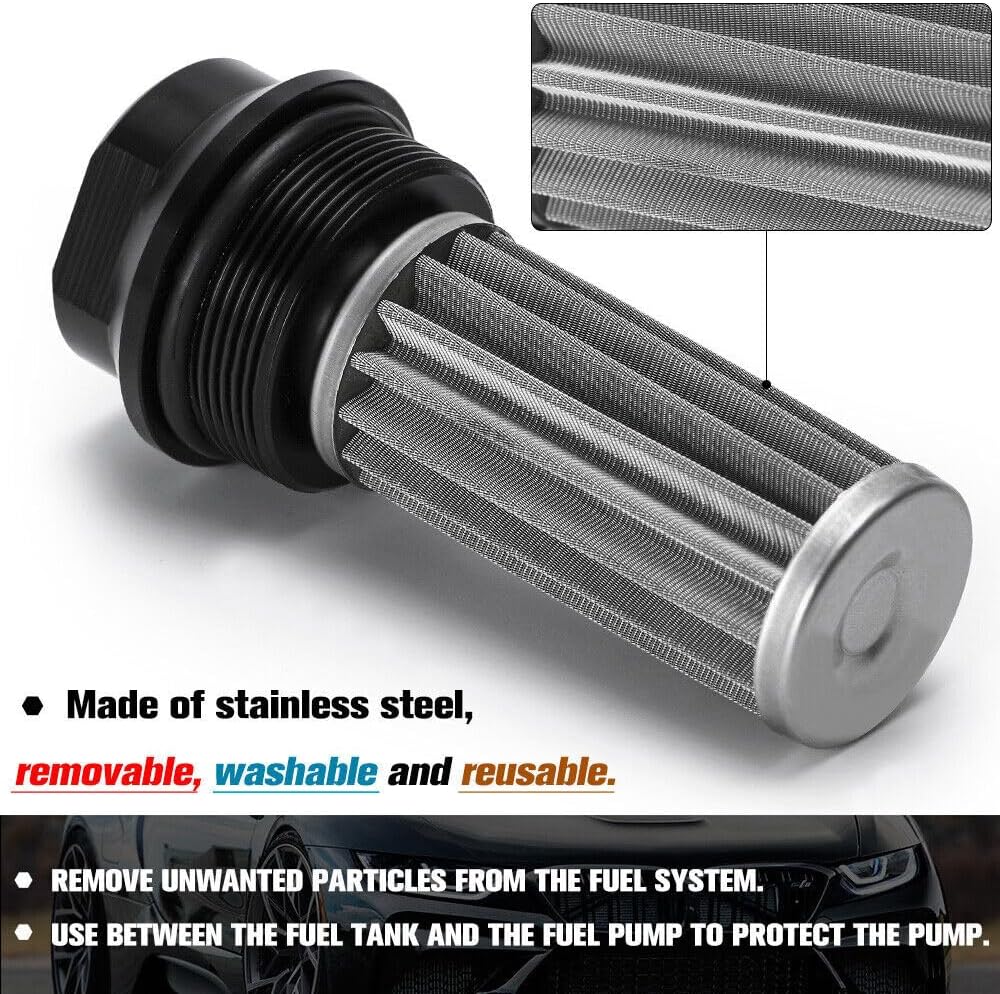 ya 5 8.24 baidi 44MM Racing In-Line Fuel Filter W/ 6AN 8AN Fitting 100 Micron Cleanable SS