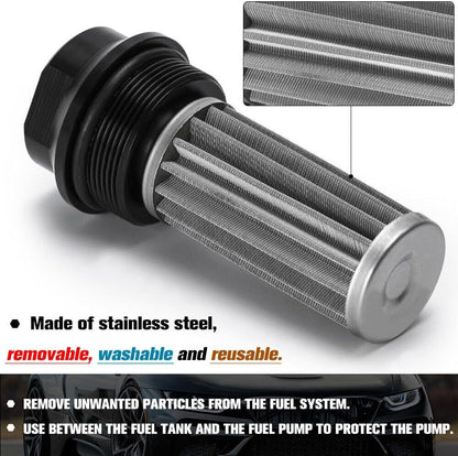 ya 5 8.24 baidi 44MM Racing In-Line Fuel Filter W/ 6AN 8AN Fitting 100 Micron Cleanable SS