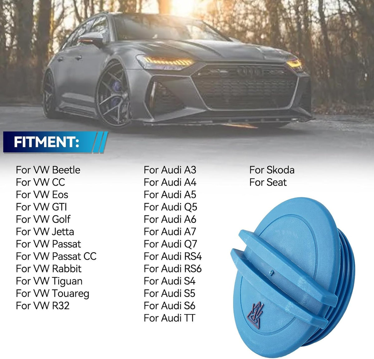 ya 11 9.14 baidiCOOLANT EXPANSION HEADER OVERFLOW TANK CAP for Audi A3 A4 A5 A6 for VW CADDY for Golf CC