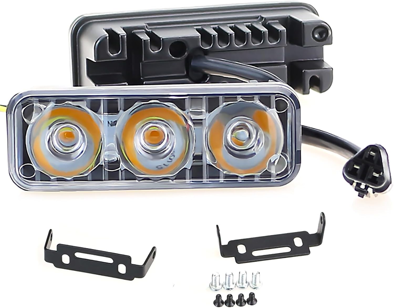 ya 4 8.14 2X Car Daytime Running Light LED White DRL Amber Turn Signal Front Fog Lamp 12V