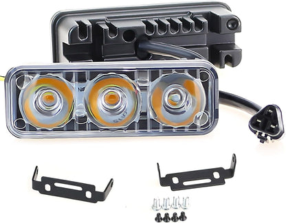 ya 4 8.14 2X Car Daytime Running Light LED White DRL Amber Turn Signal Front Fog Lamp 12V
