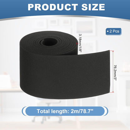 ya 26 10.21 baidi 2 Roll Neoprene Foam Strip Roll, 78.7 Long x 3 Width x 1/8 Thick, Black