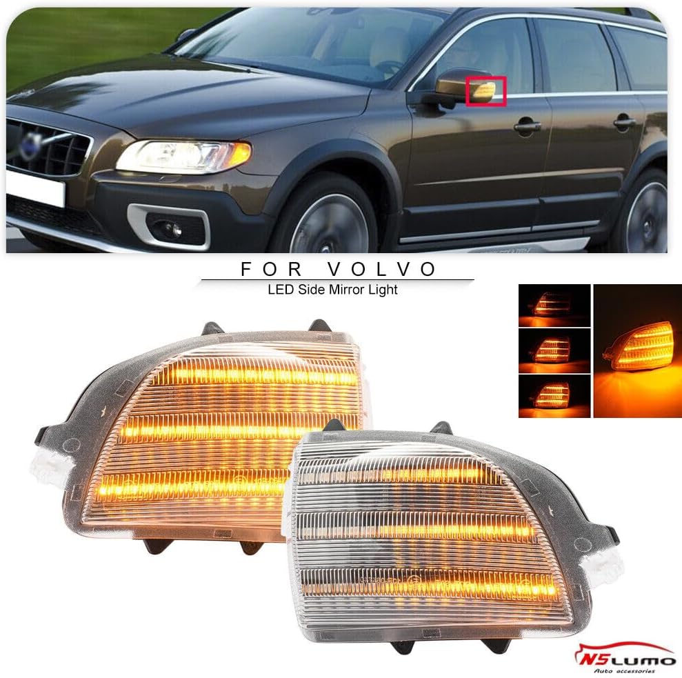 ya 7 8.24 baidi Dynamic LED Side Mirror Turn Signal Lights for 2007-2016 for Volvo XC70 XC90 Facelift 