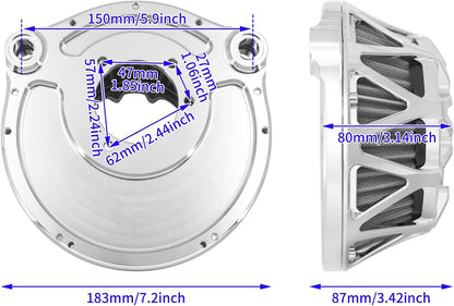 ya 8 8.24 baidi Chrome Cross Air Cleaner Filter for Harley Touring Road Electra Glide 2000-2007