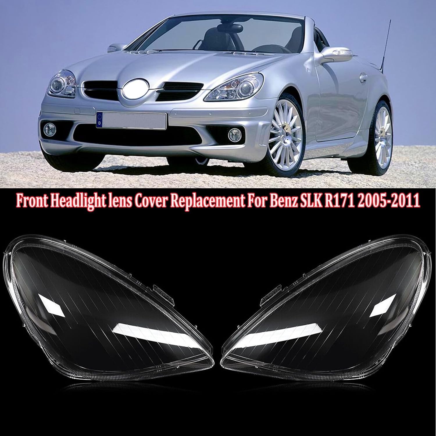 ya 7 8.24 baidi Left & Right Headlight Lens Cover Shell For 2005-2011 for Mercedes-Benz SLK R171