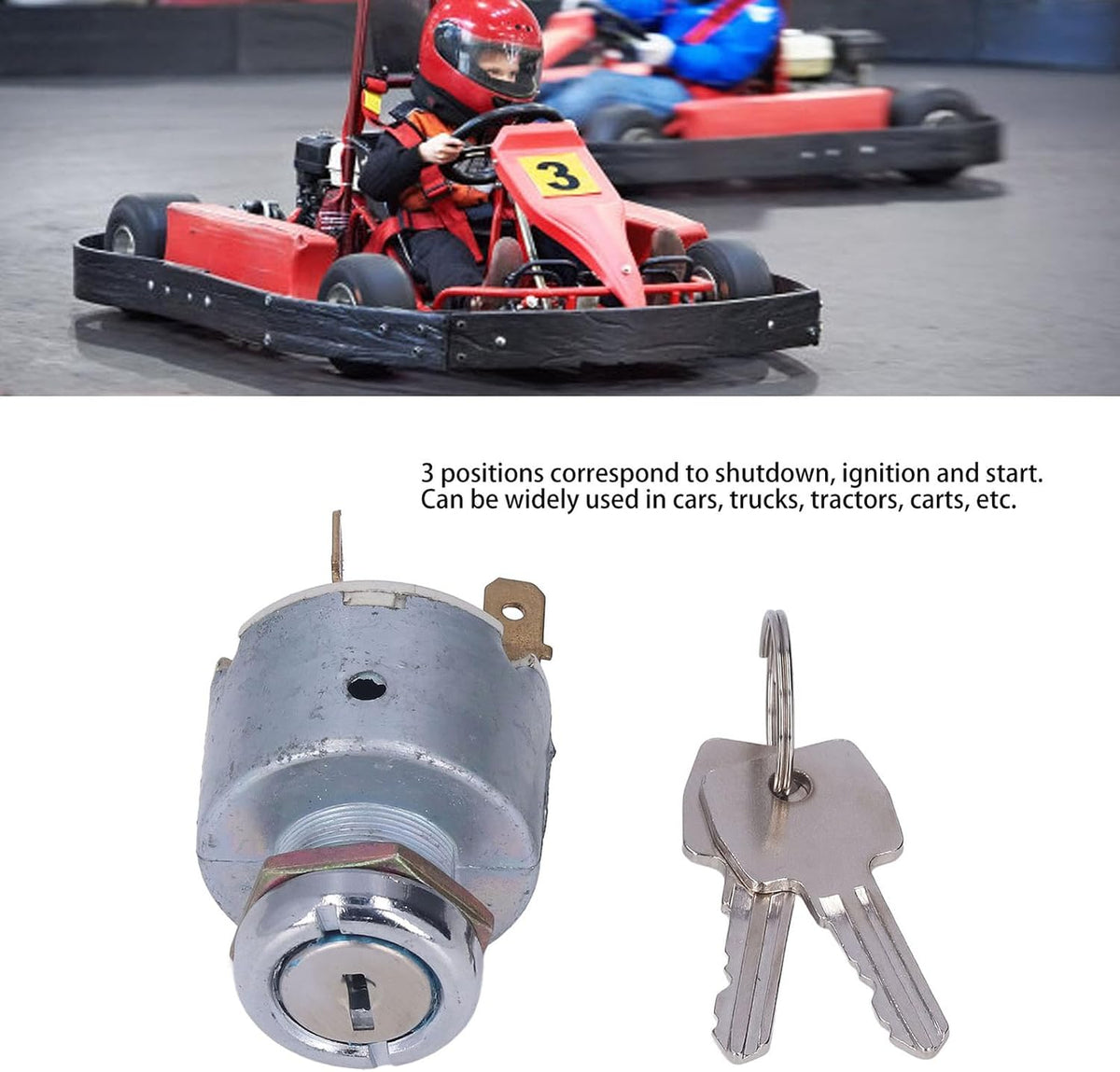 ya 26 10.21 baidi Ignition Switch Starter 3 Termi l 3 Position with 2pcs Key DC 12V Accessory