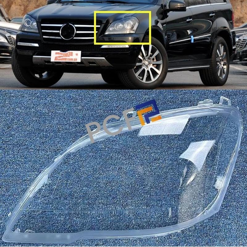 ya 4 8.14 Headlight lens transparent protective cover + glue for Mercedes GL-Class W164 2006-11 left-hand drive 