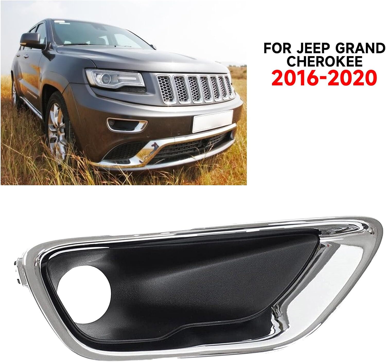 ya 4 8.24 baidi For 2016-2020 for Jeep Grand Cherokee Left+Right Front Fog Light Lamp Bezel Covers