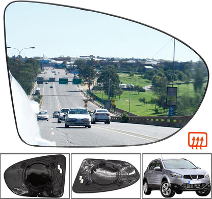 ya 2 8.15 for Nissan Dualis J10 2006-2013 Right Door Side Wing Mirror Glass Heated Convex