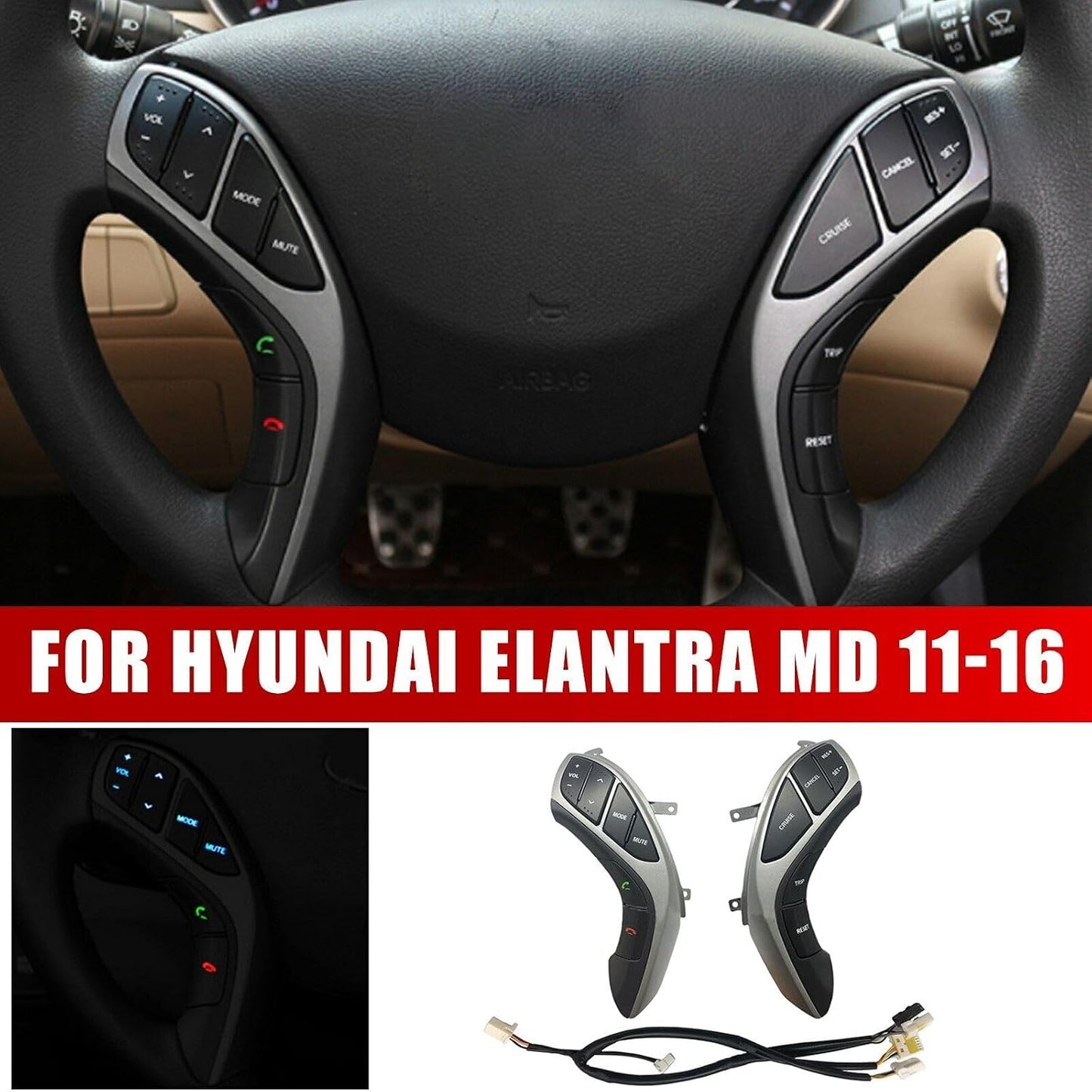 ya 6 8.24 baidi for Hyundai for Elantra MD 11-16 Cruise for Audi o Steering Wheel Control Switch LH+RH at