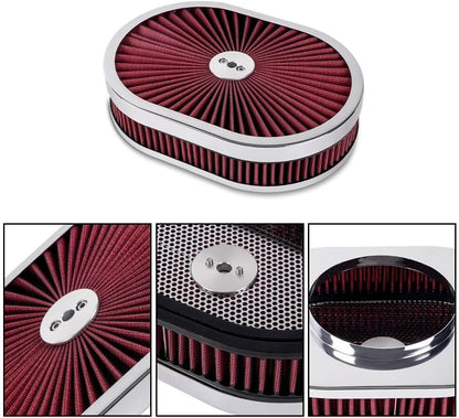 ya 13 9.15 baidi 12 Oval Super flow Thru Air Cleaner Washable For SBC for Chevy for d 5-1/8 Carb Neck