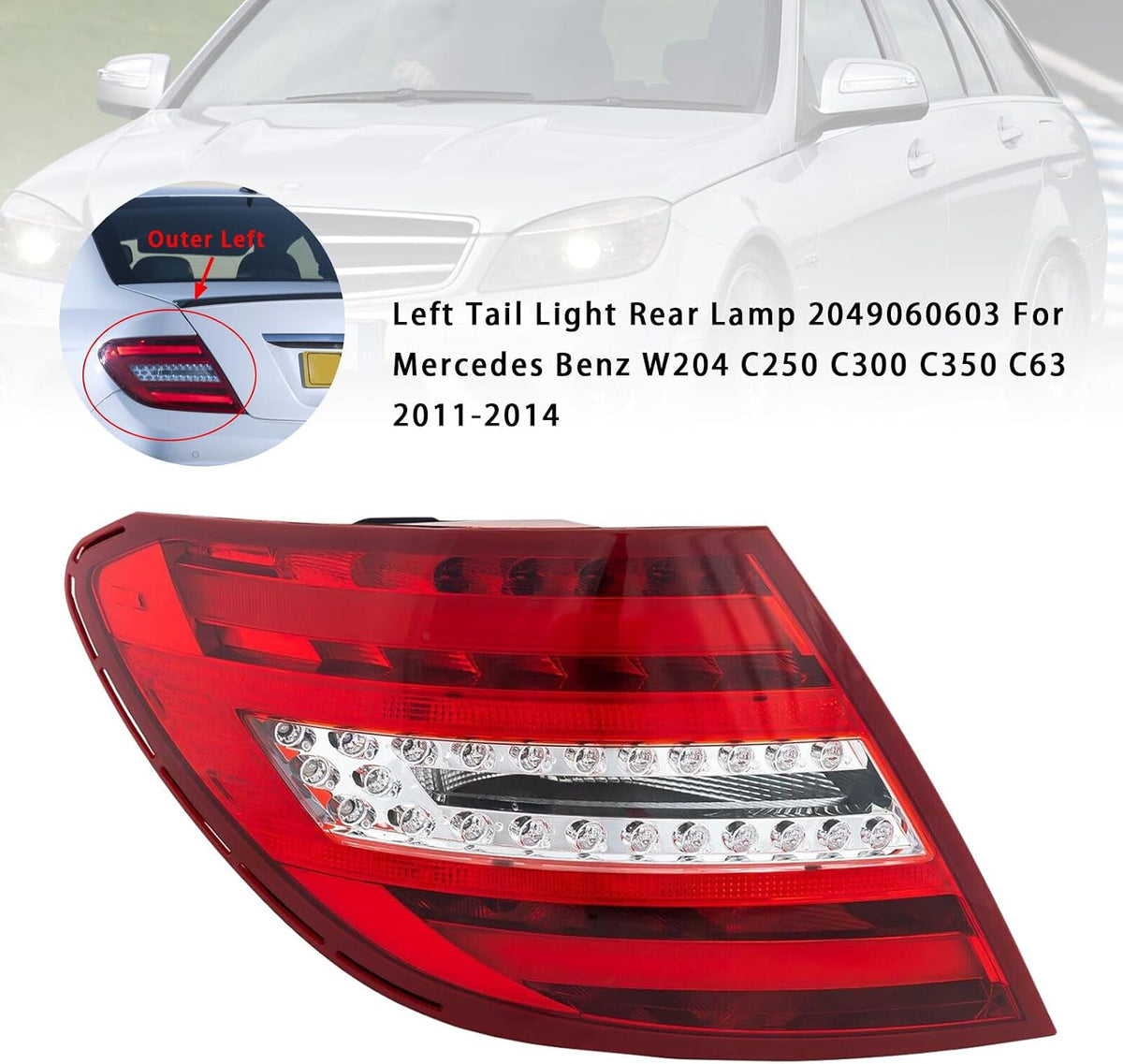 ya 10 9.16 zhengce Left Tail Light Rear Lamp For W204 C250 C300 C350 C63 2011-2014 #1